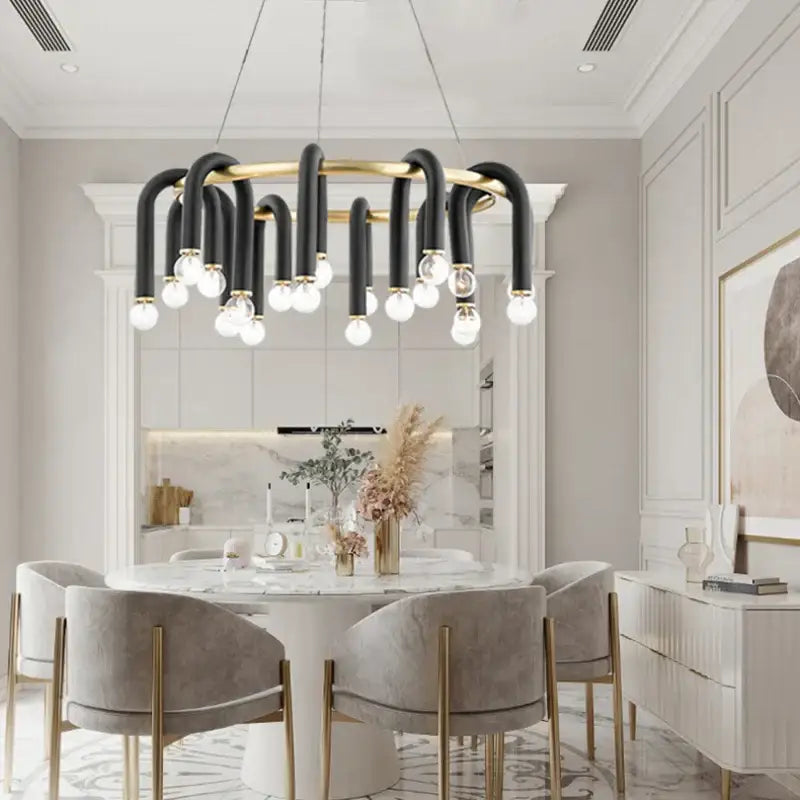 Black Gold Ring Chandelier 120cm 14-Bulb