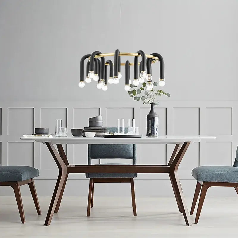 Black Gold Ring Chandelier 120cm 14-Bulb
