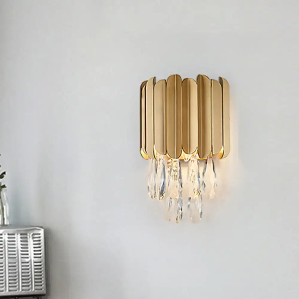 Gold Crystal Teardrop Wall Sconce Smoke Gray