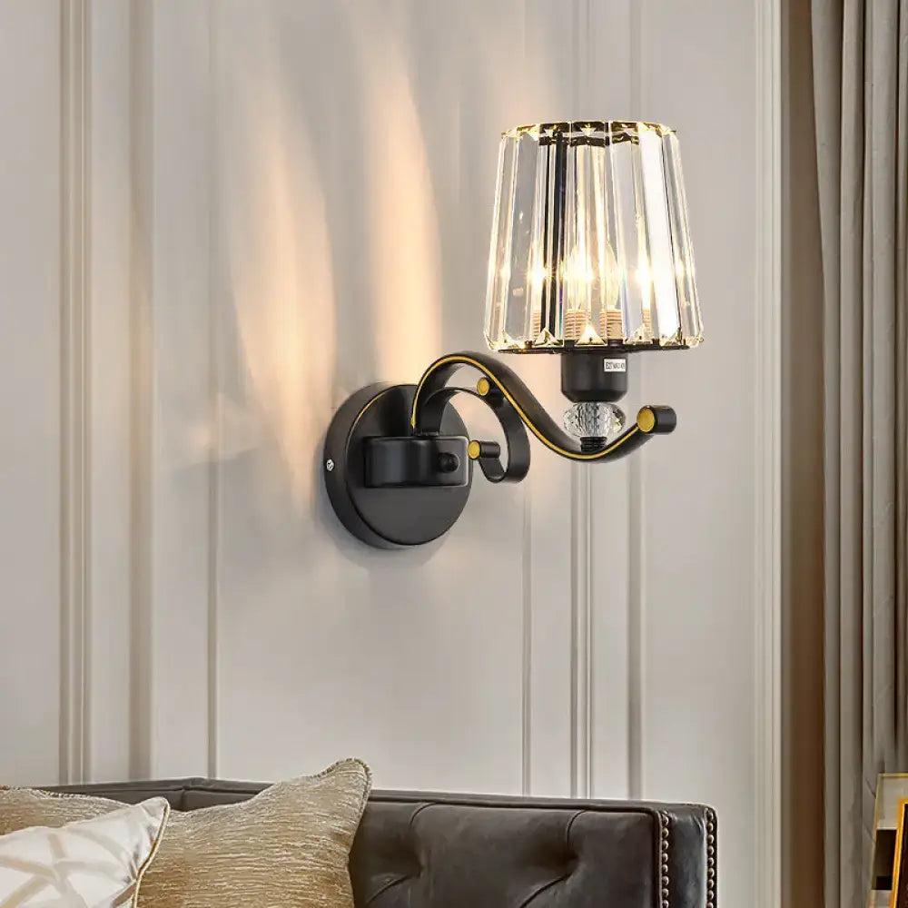 Black Glass Conic Wall Sconce 1-2 Light