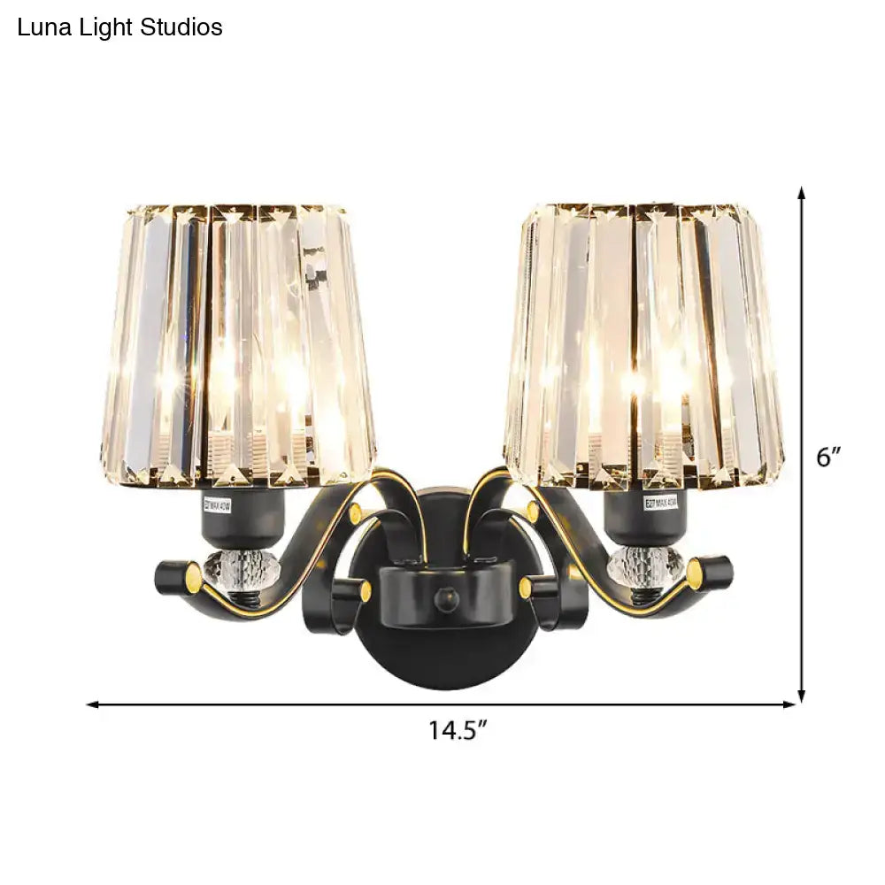 Black Glass Conic Wall Sconce 1-2 Light