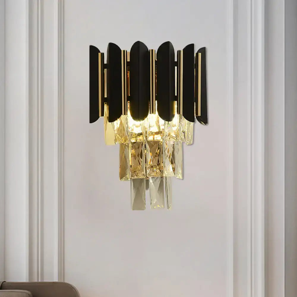 Black Crystal Faceted Wall Sconce