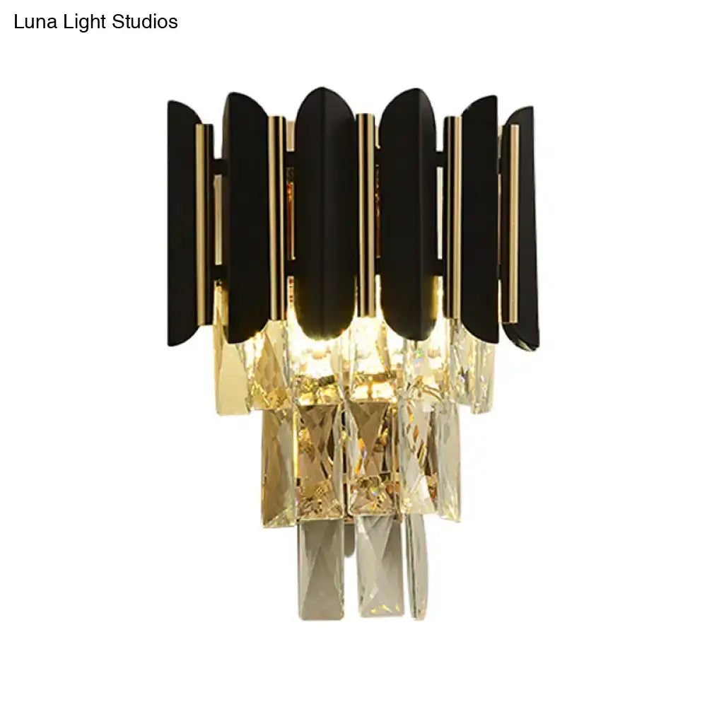 Black Crystal Faceted Wall Sconce