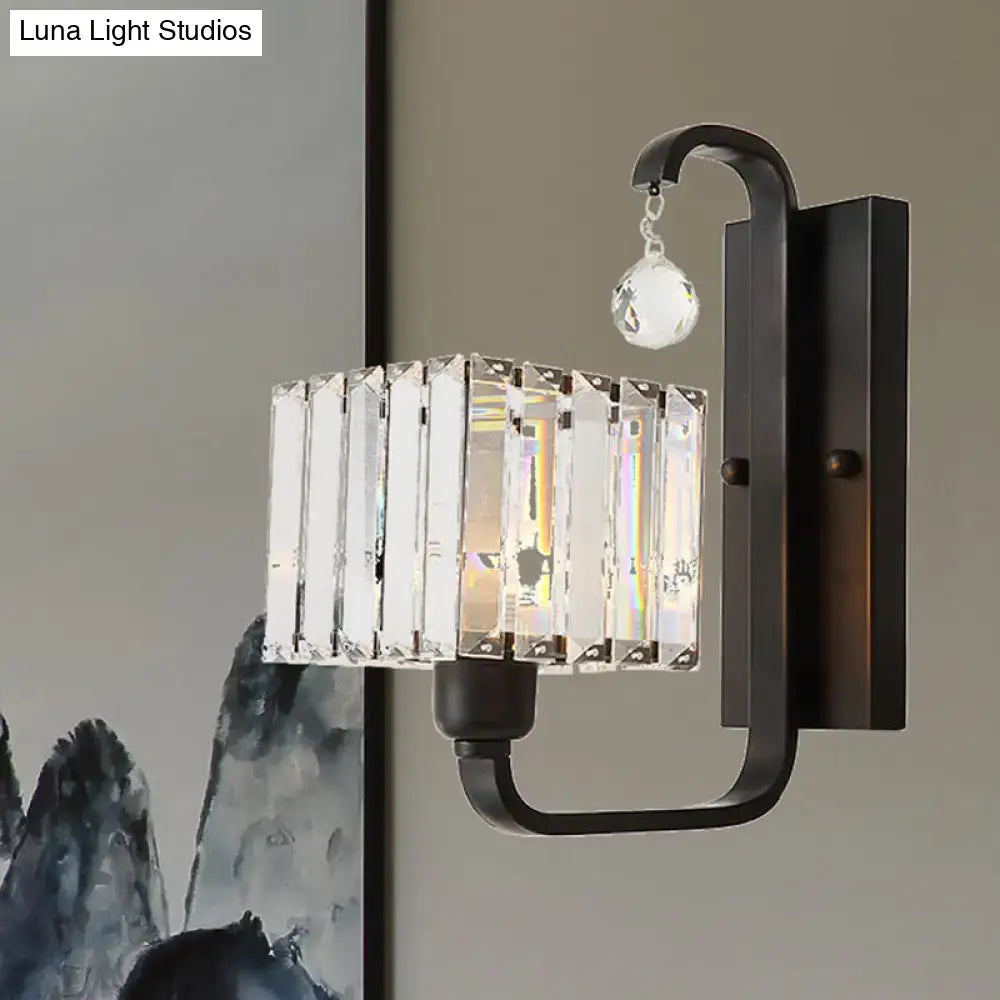 Gold Crystal Cubic Shade Adjustable Sconce