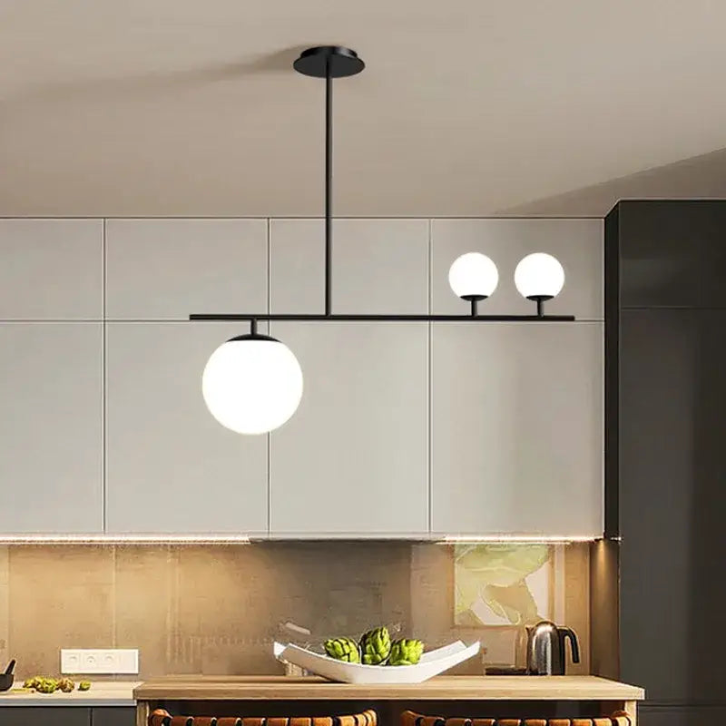 Black Gold Glass 4-Head Kitchen Pendant