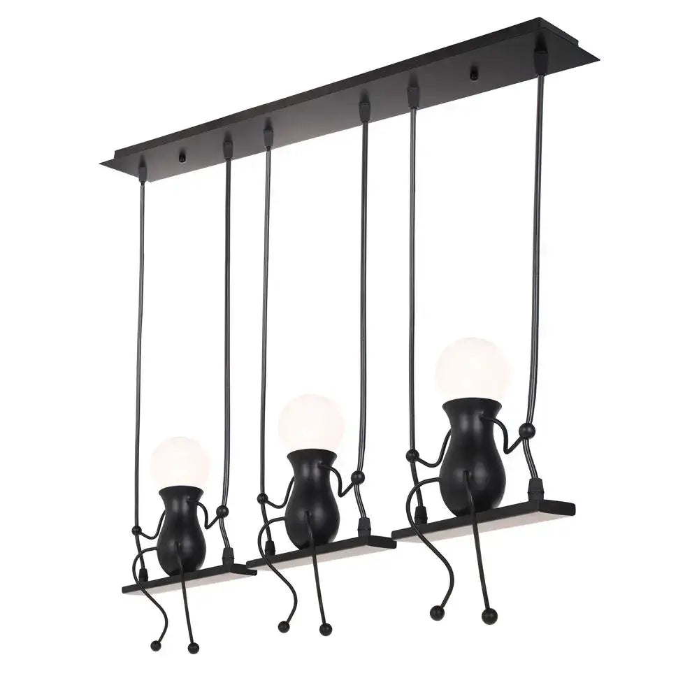 Black Humanoid Pendant Light