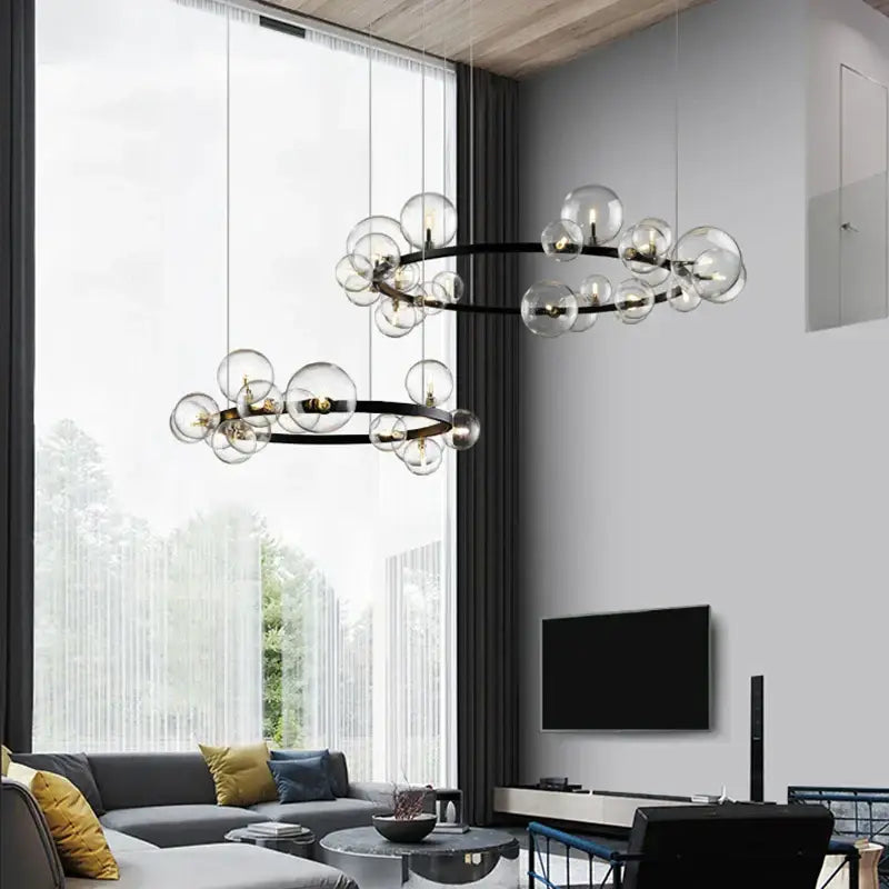 Black Industrial Glass Chandelier