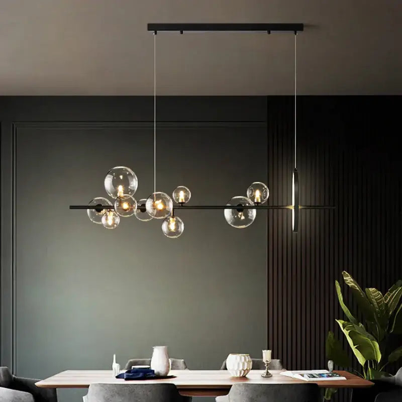 Black Industrial Glass Chandelier