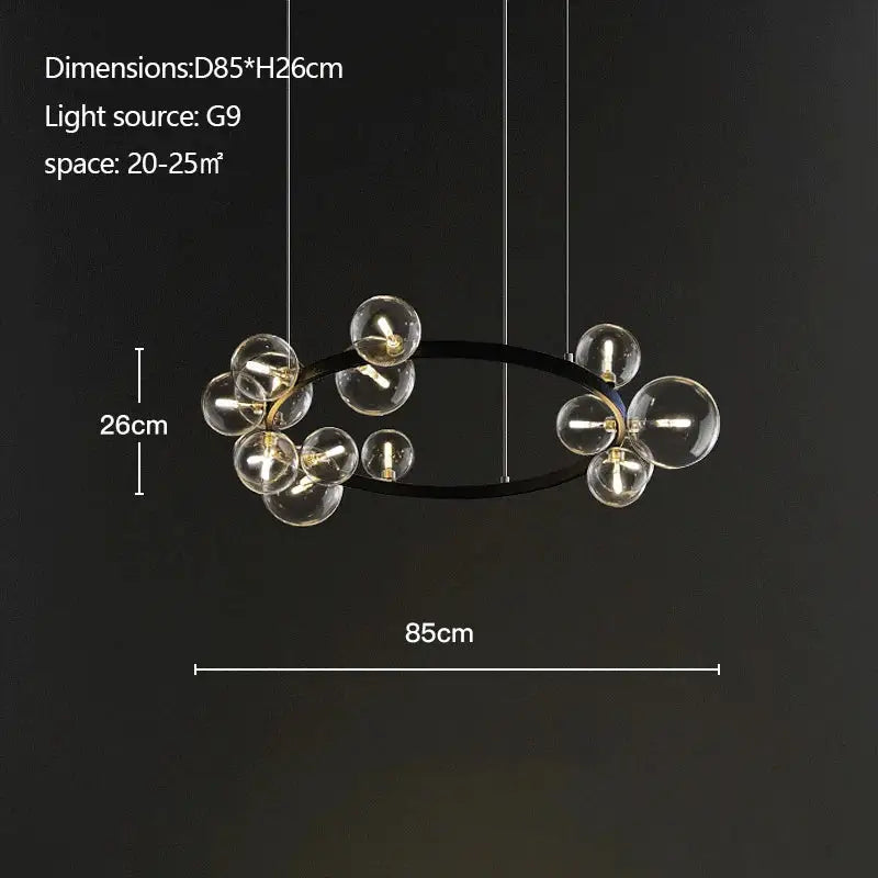 Black Industrial Glass Chandelier