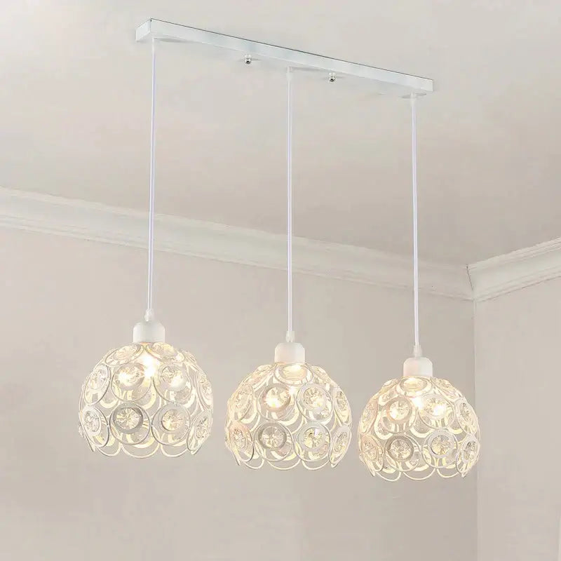 Black Crystal Pendant Lamp with Black Iron Frame