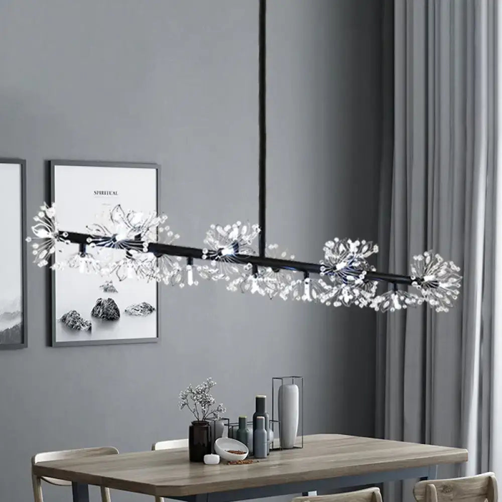 Black Crystal Flower Pendant