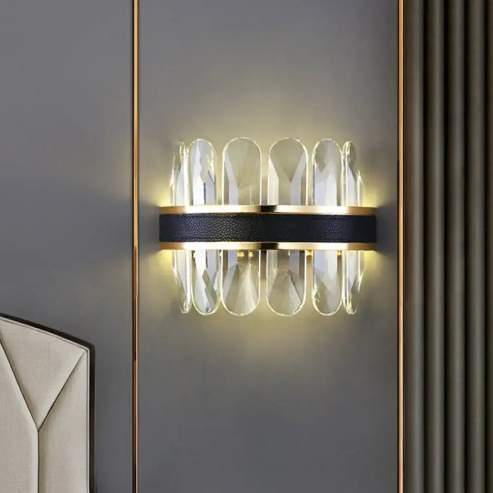 Black Crystal Half-Cylinder Wall Lamp