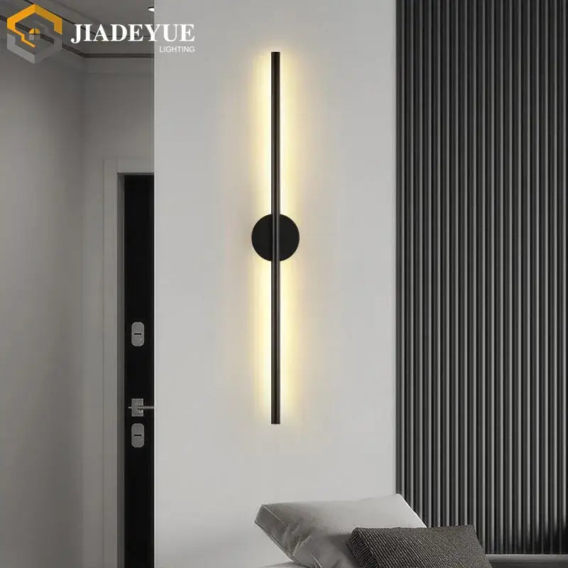 Black Minimalist Wall Sconce 150cm Round Chassis