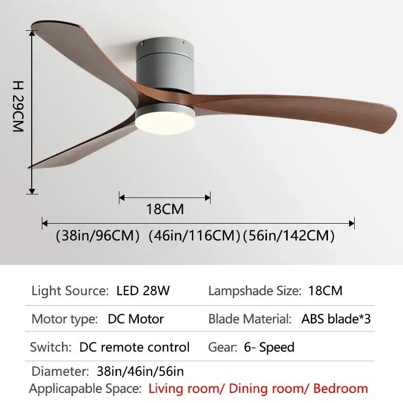 Black Wood 56-Inch Remote Ceiling Fan