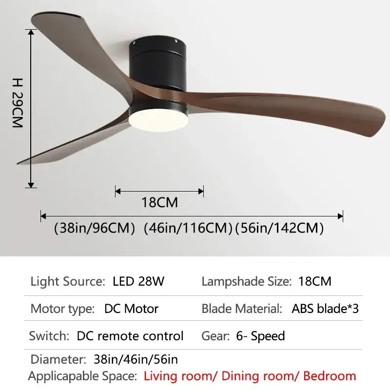Black Wood 56-Inch Remote Ceiling Fan