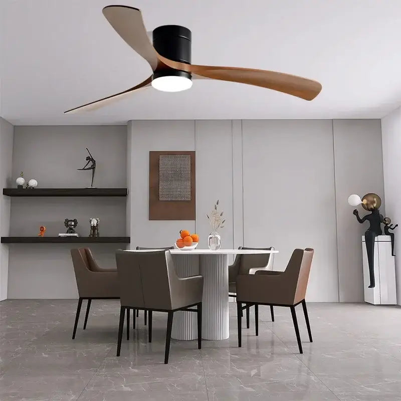 Black Wood 56-Inch Remote Ceiling Fan