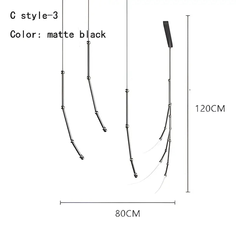 Black LED Line Chandelier