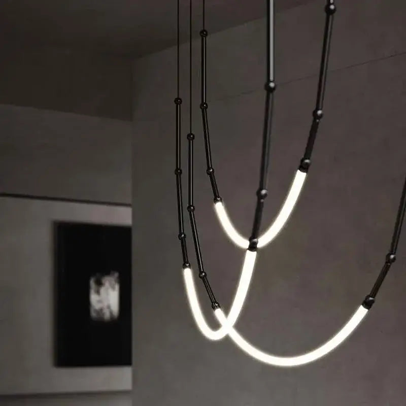 Black LED Line Chandelier
