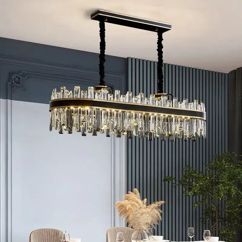 Black Crystal Chandelier with Dimmable LED