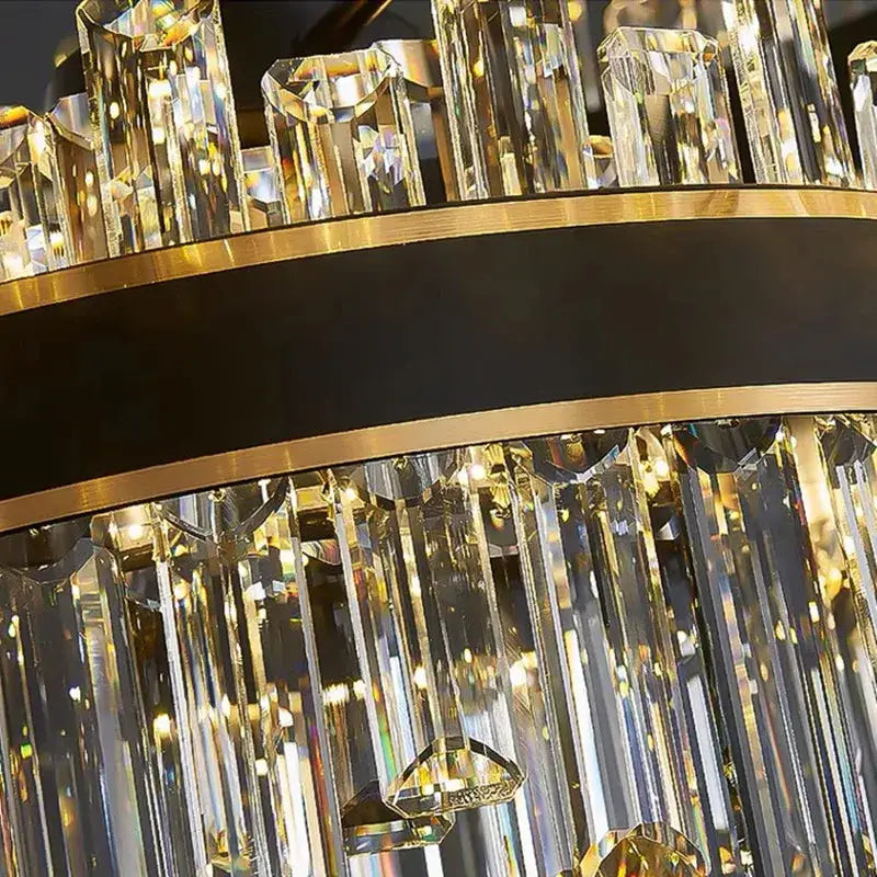 Black Crystal Chandelier with Dimmable LED