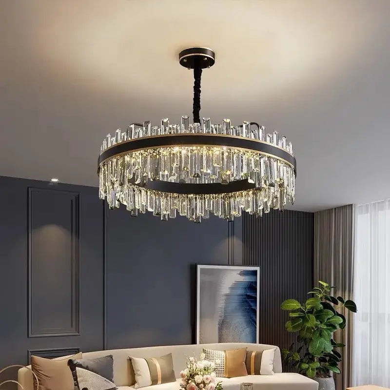 Black Crystal Chandelier with Dimmable LED