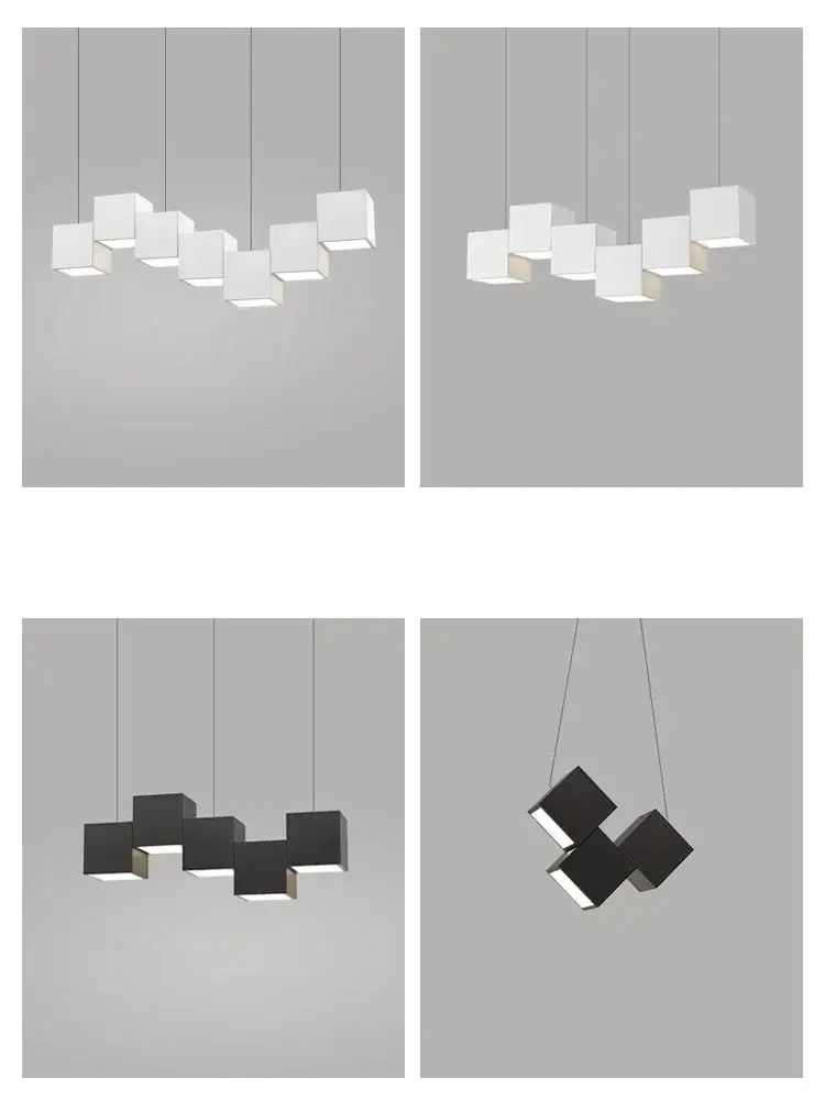 Black Geometric 7-Head Dining Area Pendant Light