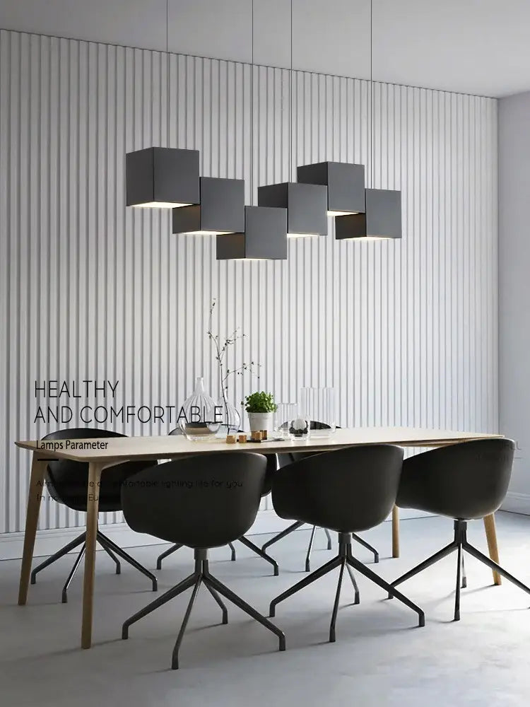 Black Geometric 7-Head Dining Area Pendant Light