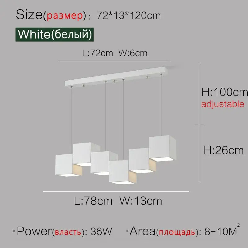 Black Geometric 7-Head Dining Area Pendant Light