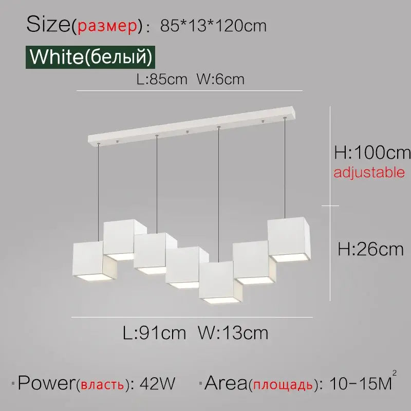 Black Geometric 7-Head Dining Area Pendant Light