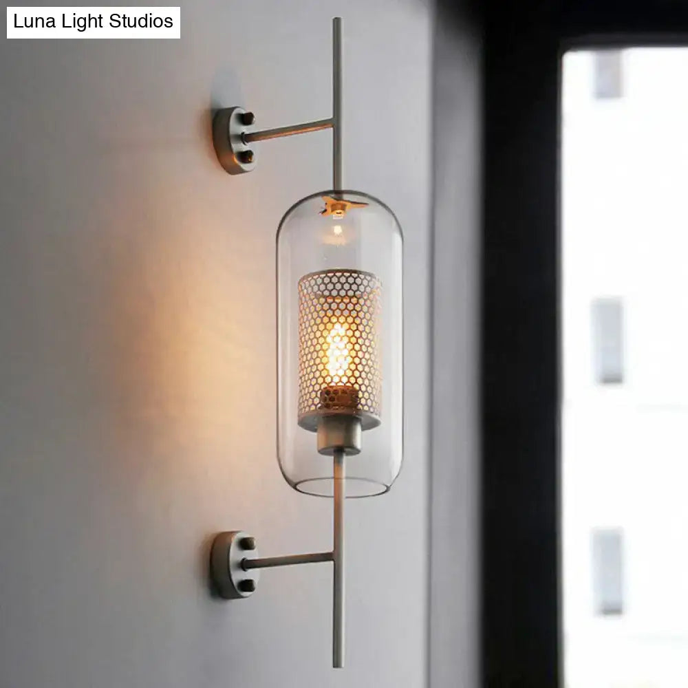 Iron Mesh Glass Sconce