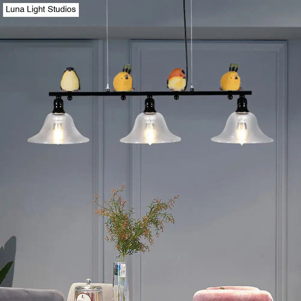 Black Metal Bird Pendant Light
