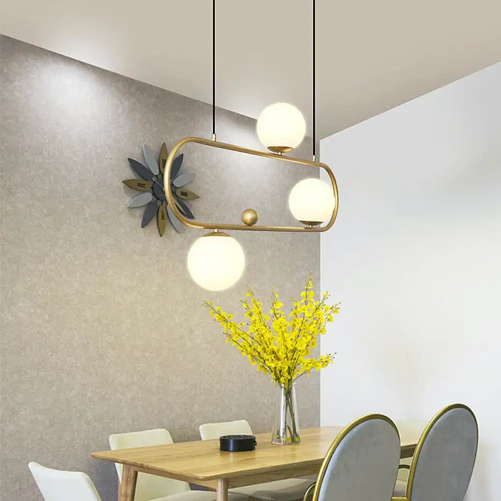Black Metal Oblong Four-Light Island Light