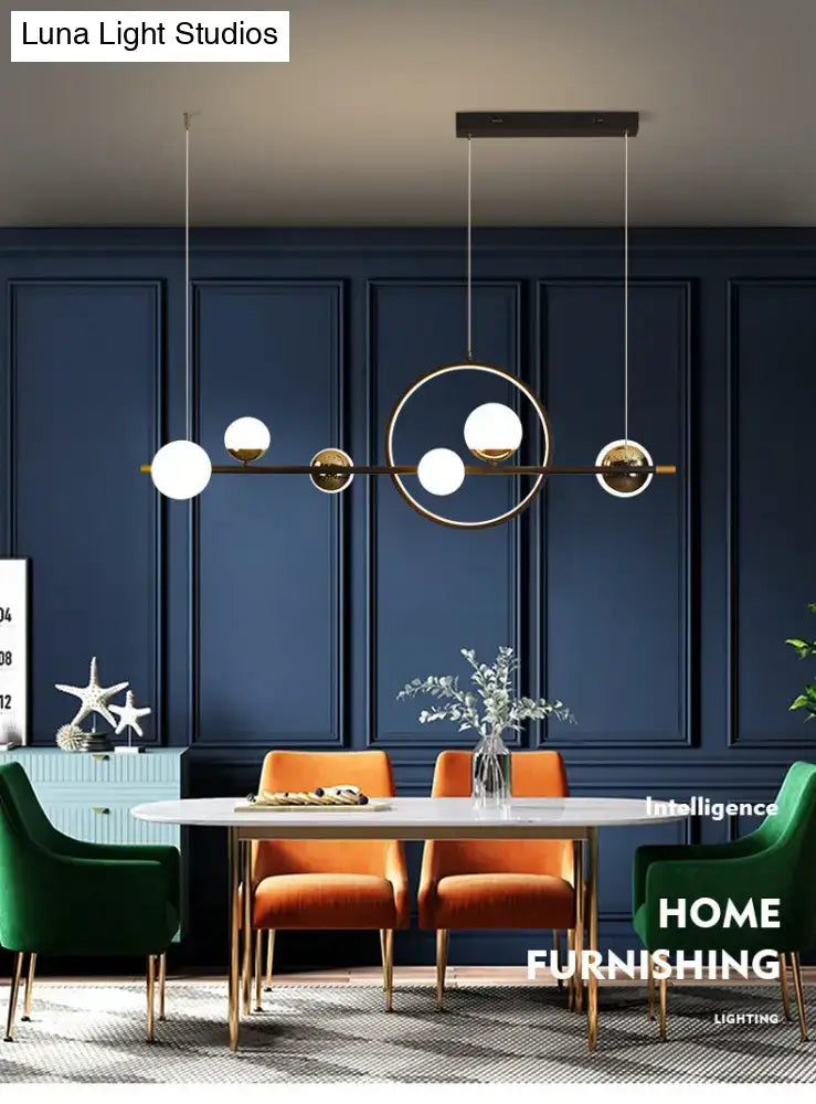 Black Metal Spherical Glass Pendant Light