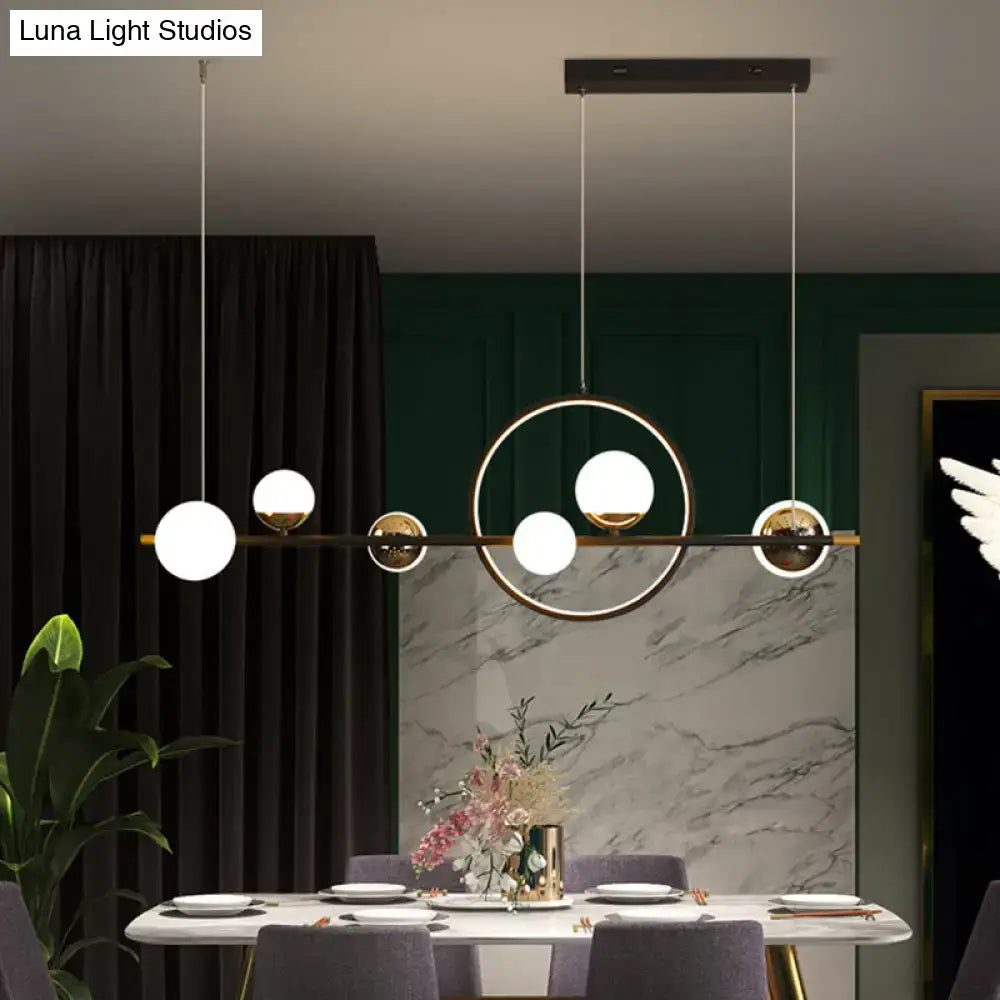 Black Metal Spherical Glass Pendant Light