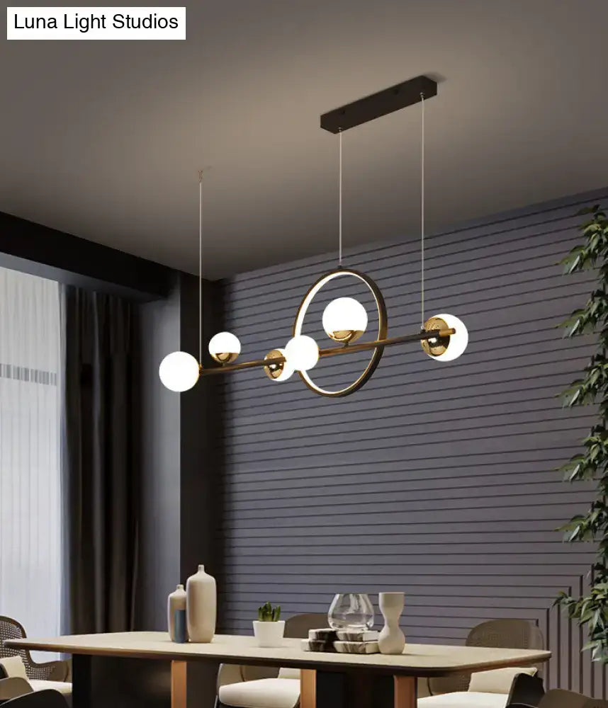 Black Metal Spherical Glass Pendant Light