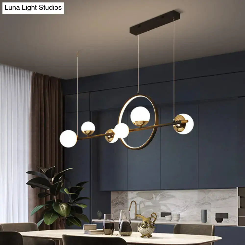 Black Metal Spherical Glass Pendant Light