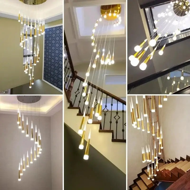 Black Crystal Staircase Chandelier