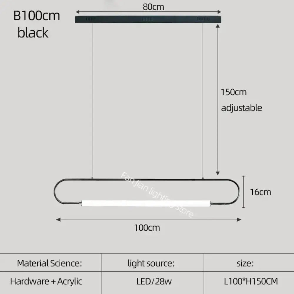 Black Nordic Iron Acrylic Bar Pendant Light