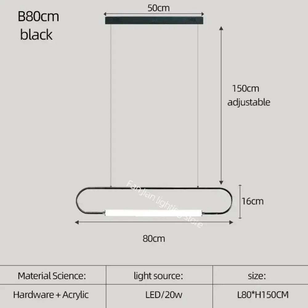 Black Nordic Iron Acrylic Bar Pendant Light