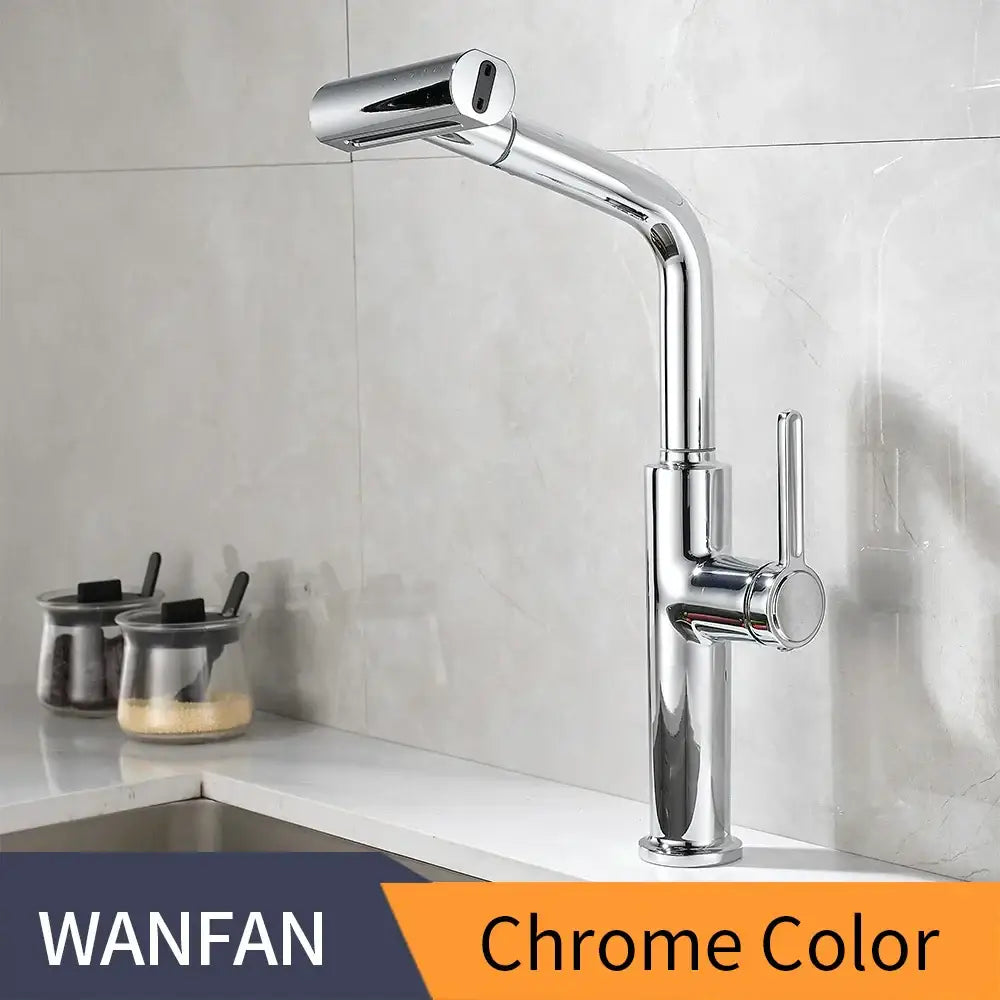 Black Waterfall Kitchen Faucet Pull-Out Sprayer
