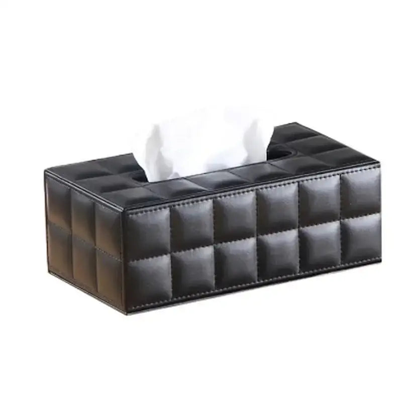 Black Leather Tissue Holder