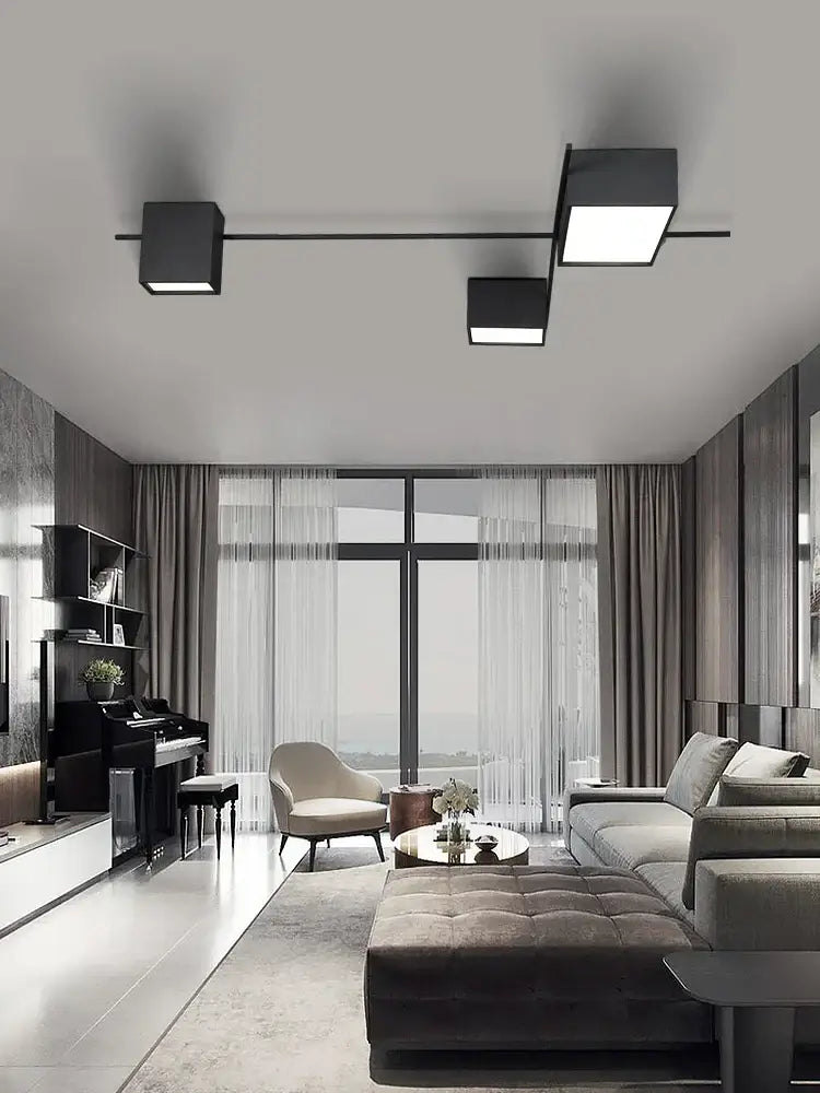 Black Cube Ceiling Lamp