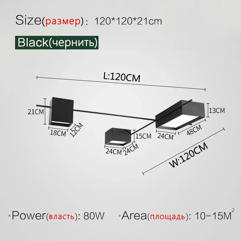 Black Cube Ceiling Lamp