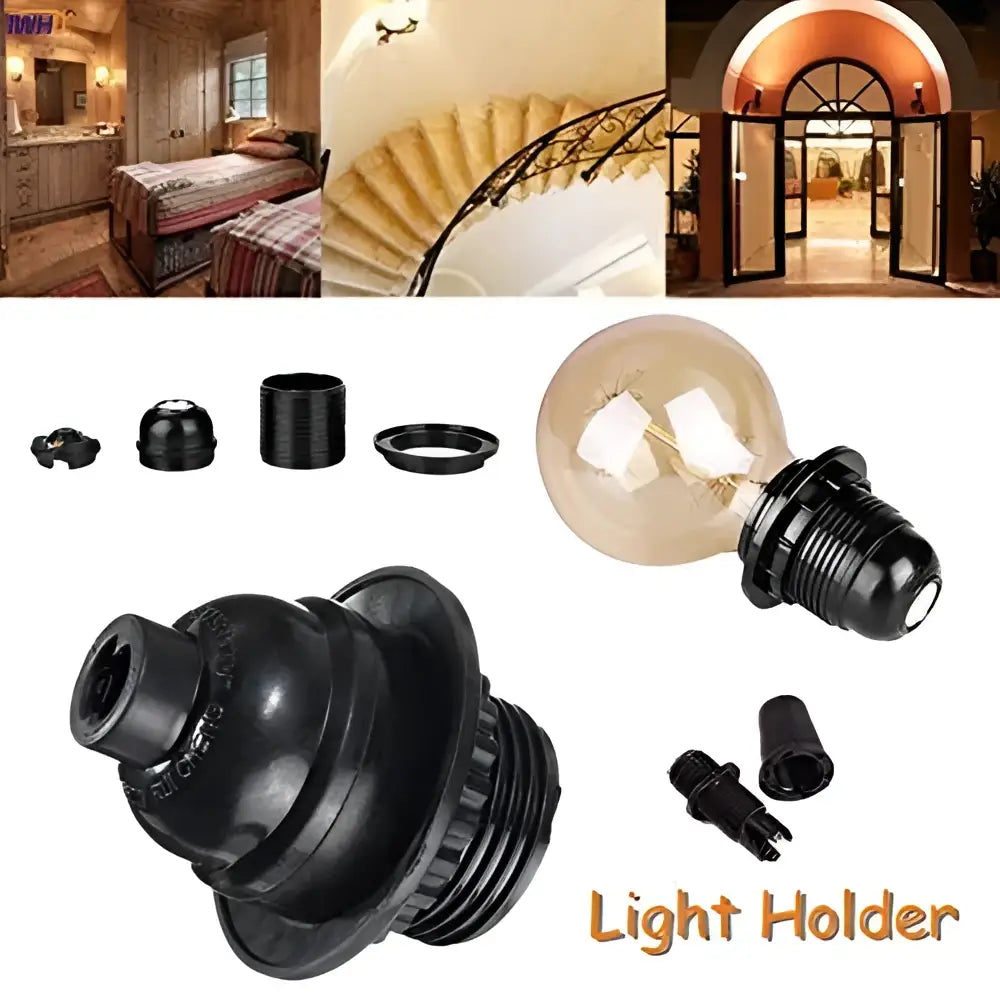 Black Ribbed Bulb Holder