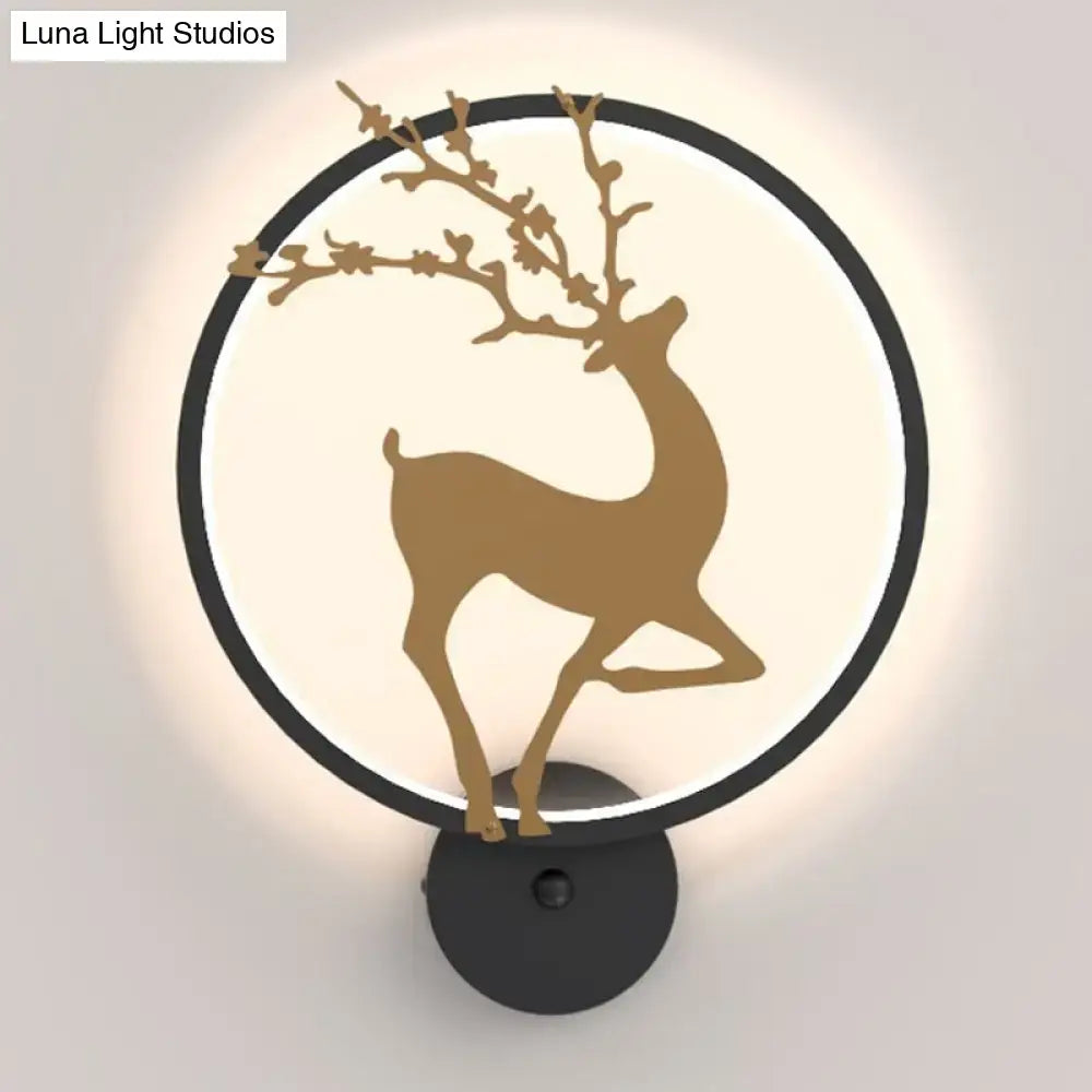 Black Ring Elk Sconce