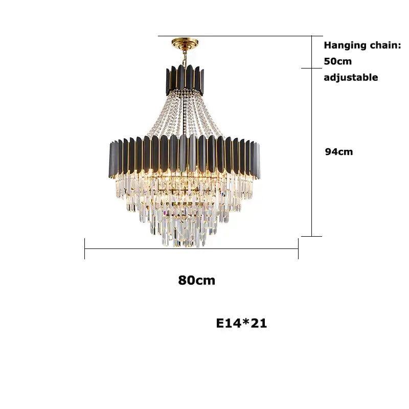 Black Crystal LED 150cm Chandelier