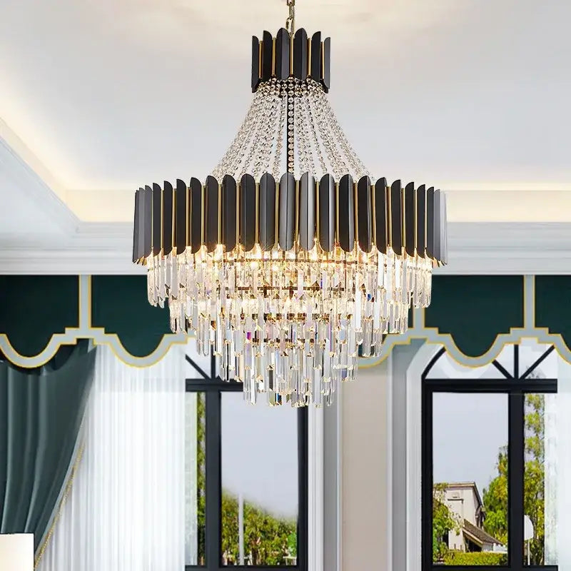 Black Crystal LED 150cm Chandelier