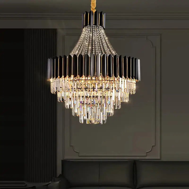 Black Crystal LED 150cm Chandelier