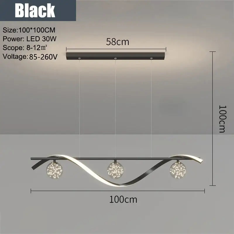 Black Glass Ball Pendant 100cm Golden or Black