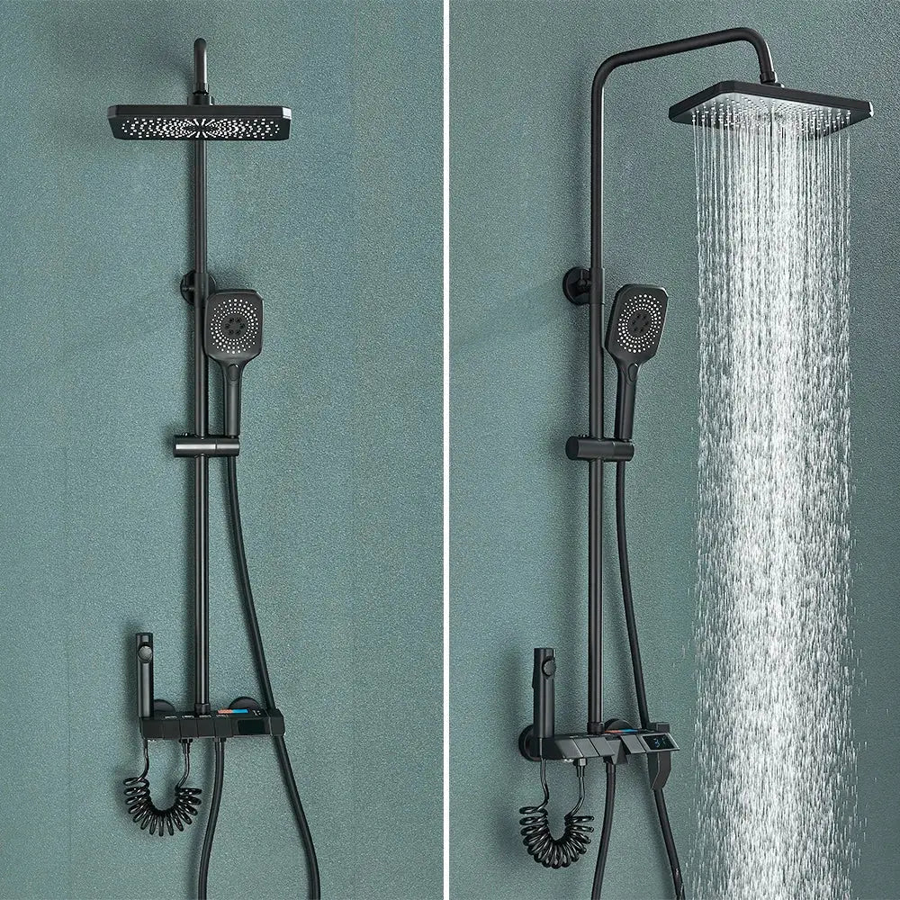 Black Digital Rainfall Shower with Display